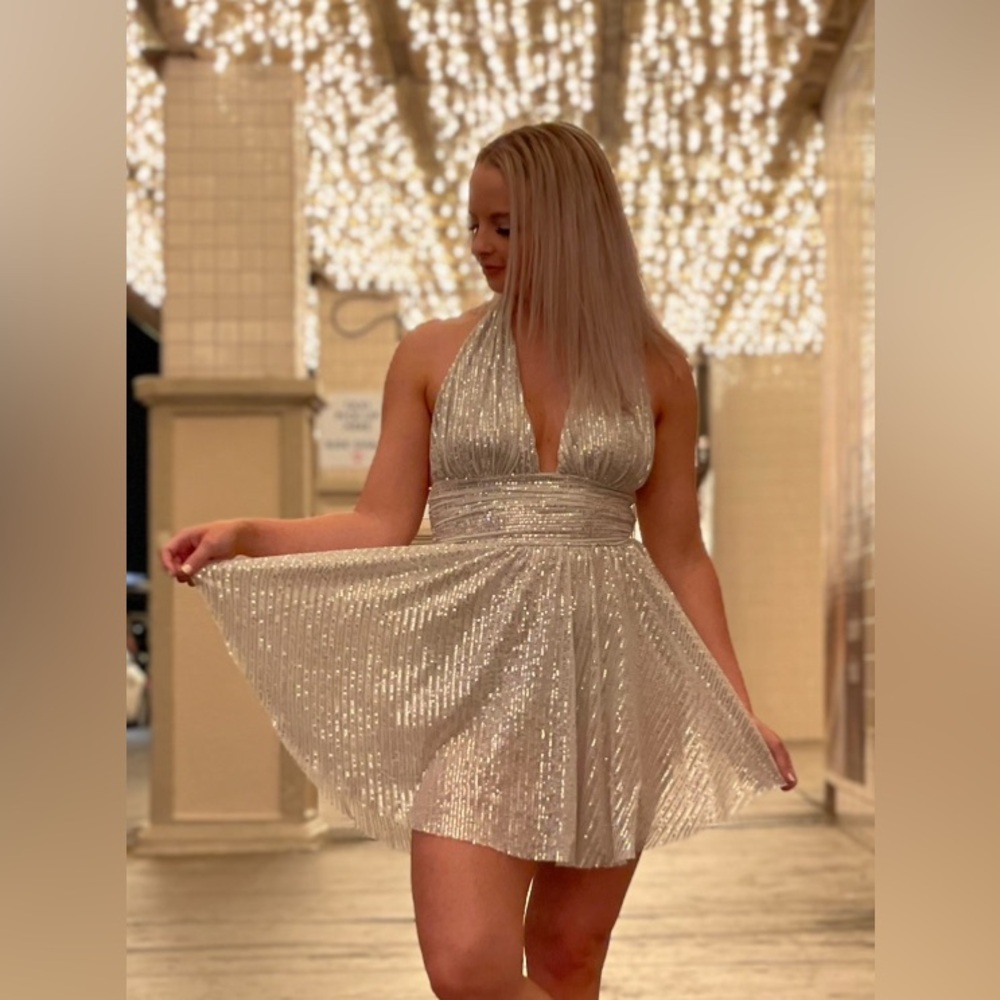 Lucy in the Sky Jazz Sequin Silver Mini Dress